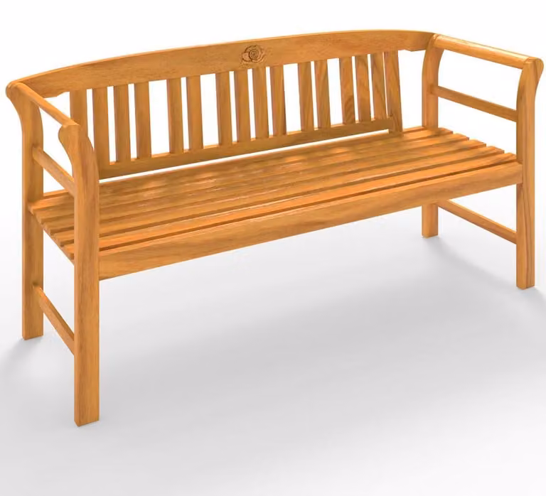 Panca da giardino a 3 posti - Legno di eucalipto, finitura marrone - 158x43x82 cm - Design classico