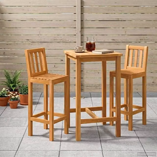 Set Bar da Esterno 3 pz Non trattato Legno di teak solido 3422497