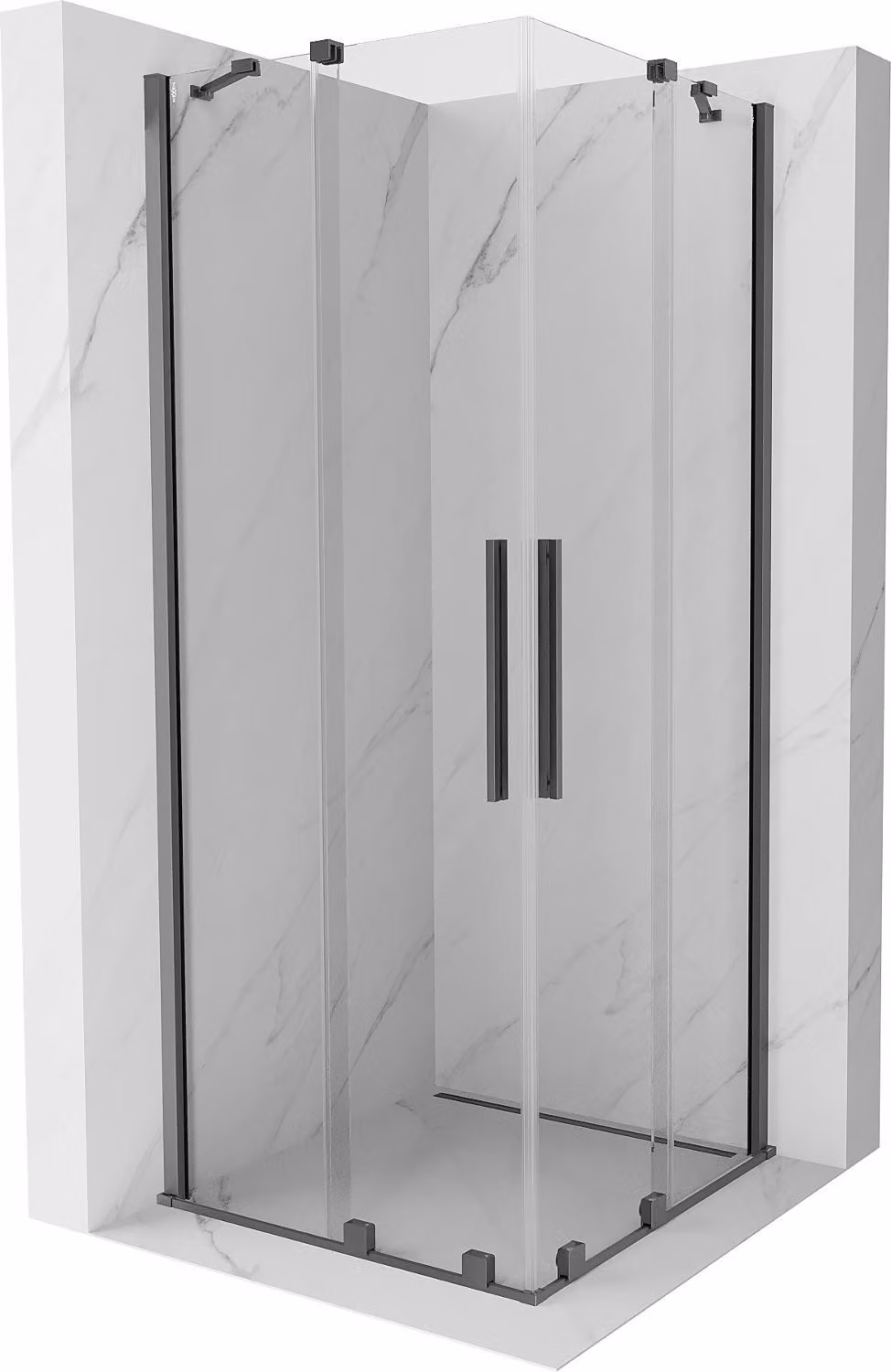 Mexen Velar Duo cabina doccia scorrevole 100 x 100 cm, trasparente, canna di fucile - 871-100-100-02-95