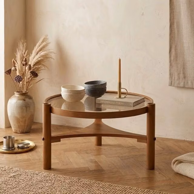 Canterano, Tavolino da Salotto un Vano, 100x100x46h cm Marrone Noce