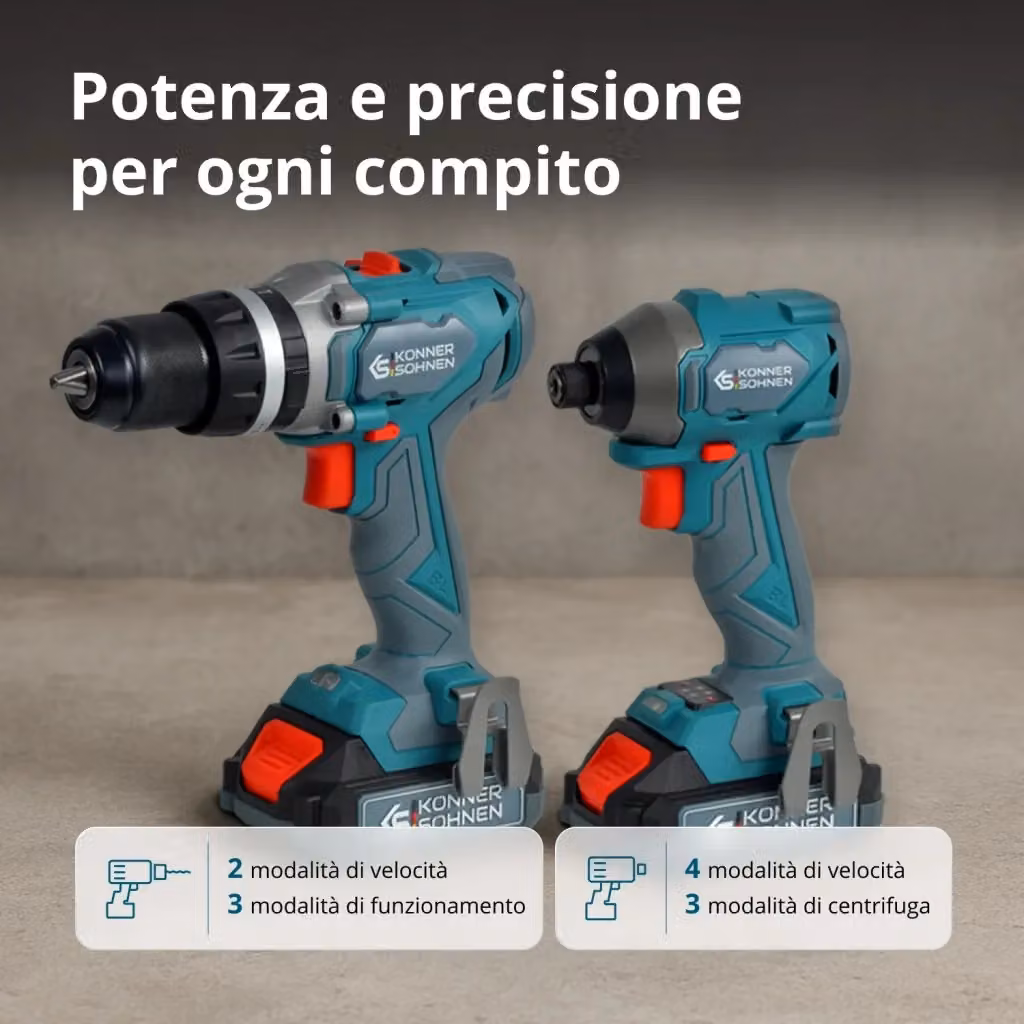 Set Master Senza Fili 2in1 KS IDISD 20V SET 2 con Batteria Ricaricabile – 2