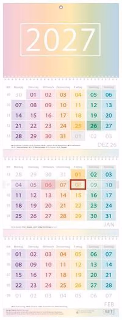 Calendario trimestrale Rainbow 2027