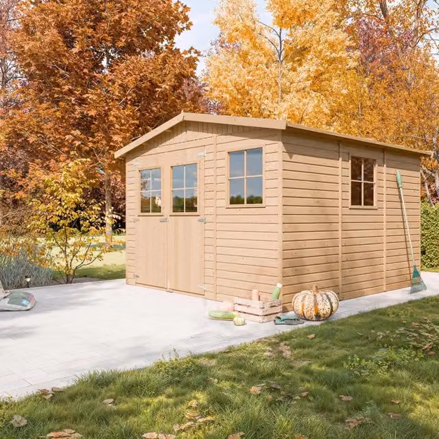 TIMBELA M335 Casa da giardino in legno naturale marrone L: 316 cm, P: 226 cm, H: 324 cm