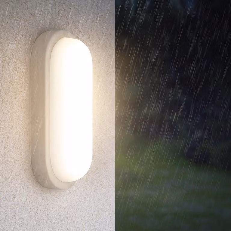 Braytron LED 18W Lampada da parete e soffitto ovale per ambienti umidi, bianca, per esterni e garage, 6500K / IP54