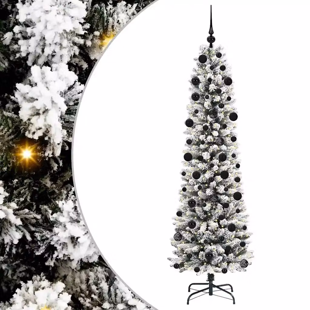 Albero di Natale artificiale moderno vidaXL bianco con luci LED bianco caldo – 2
