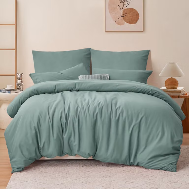 Copertura per letto, 240 x 260 cm, verde, in microfibra anti-piegatura, ideale per la camera da letto