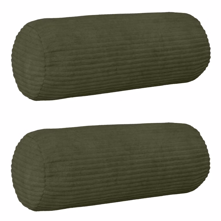 Set di 2 federe vidaXL HEERLEN in velluto a coste verdi, forma ovale, Ø 15 x 40 cm