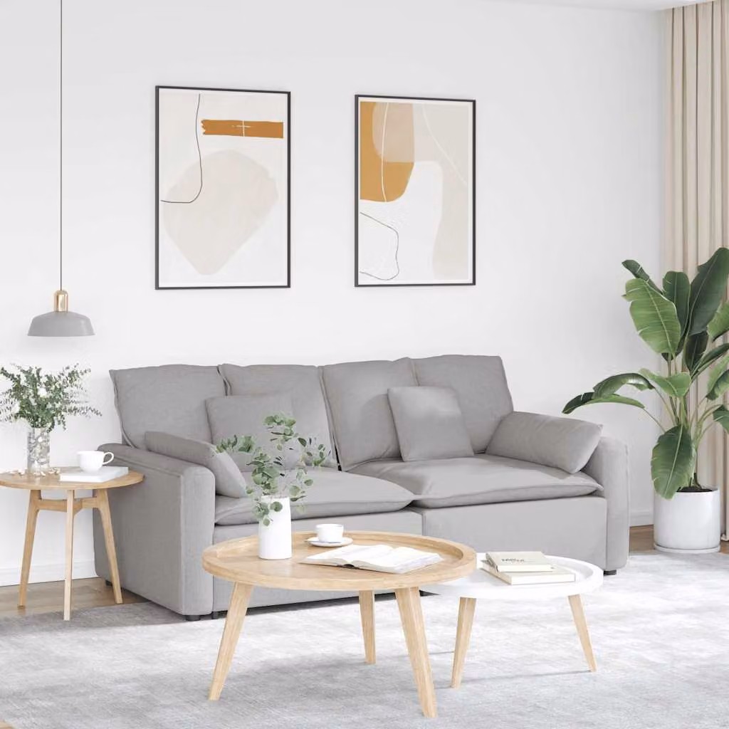 vidaXL Divano Modulare Moderno con Cuscini in Tessuto Grigio con Struttura in Metallo e Legno