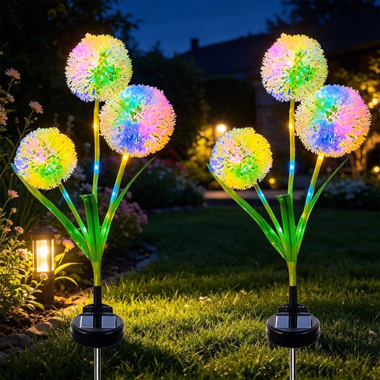 Set di 2 lampade solari Löwenzahn, grado di protezione IP65, con LED a cambio di colore