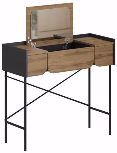 Toeletta Trucco Shally Dogan Moderna in Rovere con Specchio e Cassetti