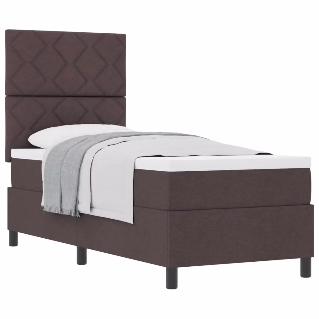 Letto a molle con testiera vidaXL in tessuto marrone con molle a tasche L: 80 cm, P: 200 cm, H: 128 cm – 2