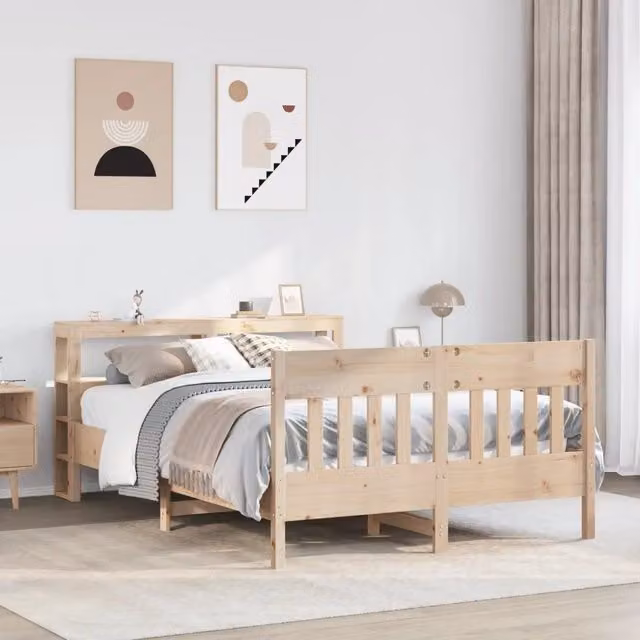 Letto senza Materasso 140x190 cm in Legno Massello di Pino