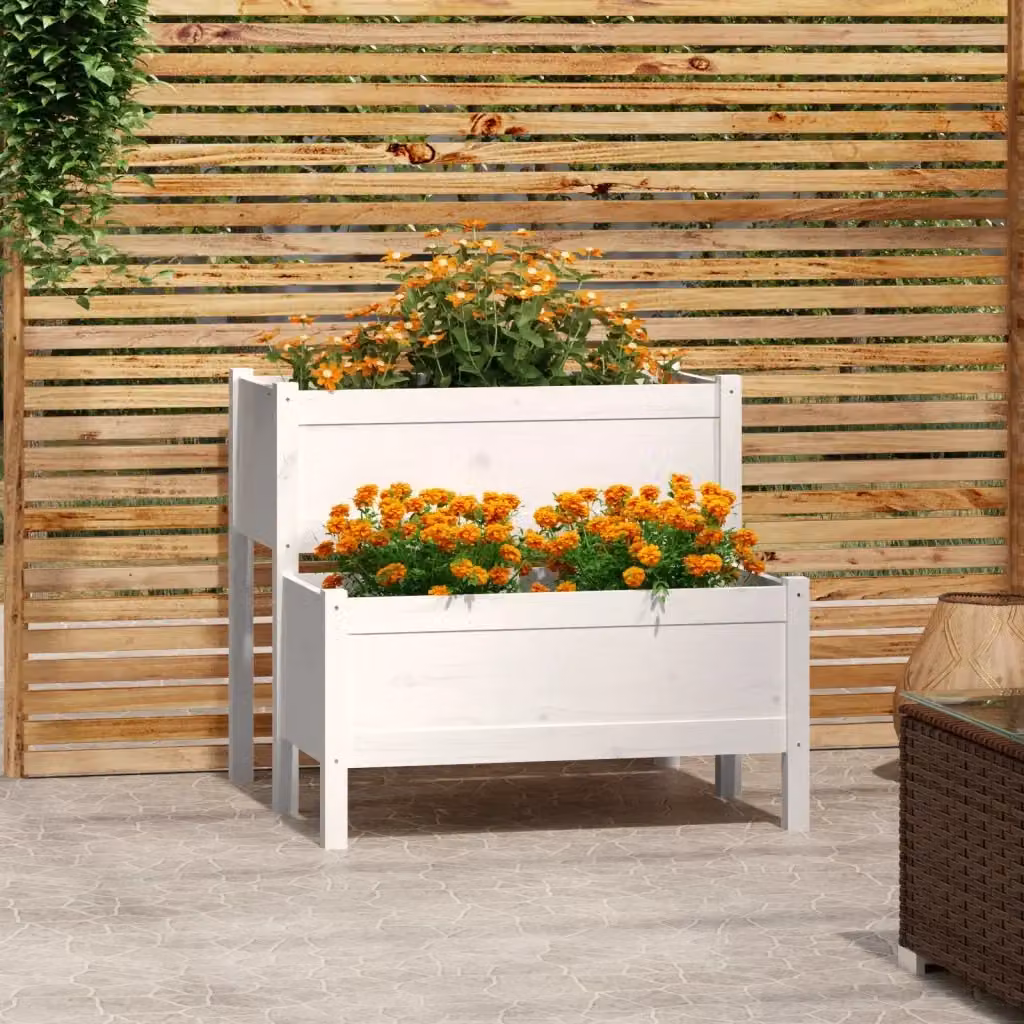 Fioriera a cassetta DESIGN IN in legno massello di pino bianca L: 84,5 cm, P: 84 cm, H: 75 cm – 2