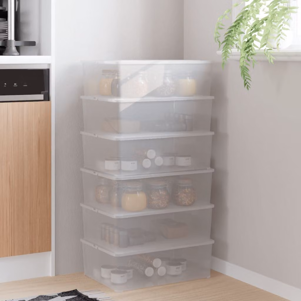 Set di 6 contenitori impilabili con coperchio vidaXL in plastica trasparente da 10 L
