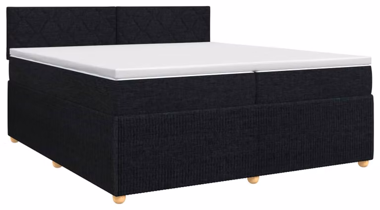 Letto a molle con materasso nero 200 x 200 cm in tessuto