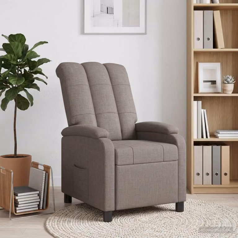 Poltrona reclinabile relax vidaXL in tessuto beige e grigio con braccioli e design moderno