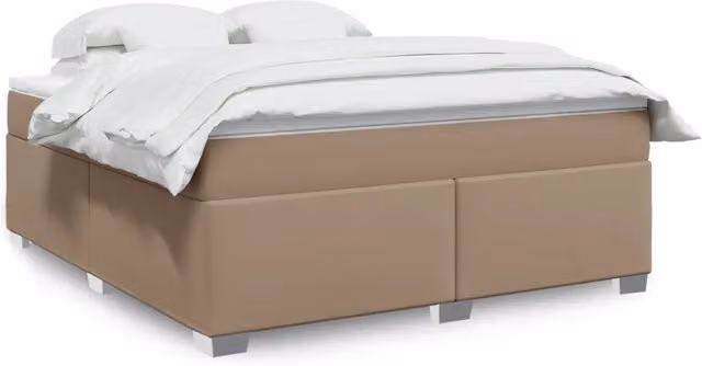 Letto con Giroletto a Molle e Materasso Ibrido vidaXL in Similpelle Beige e Bianco L/P: 180 x 200 cm