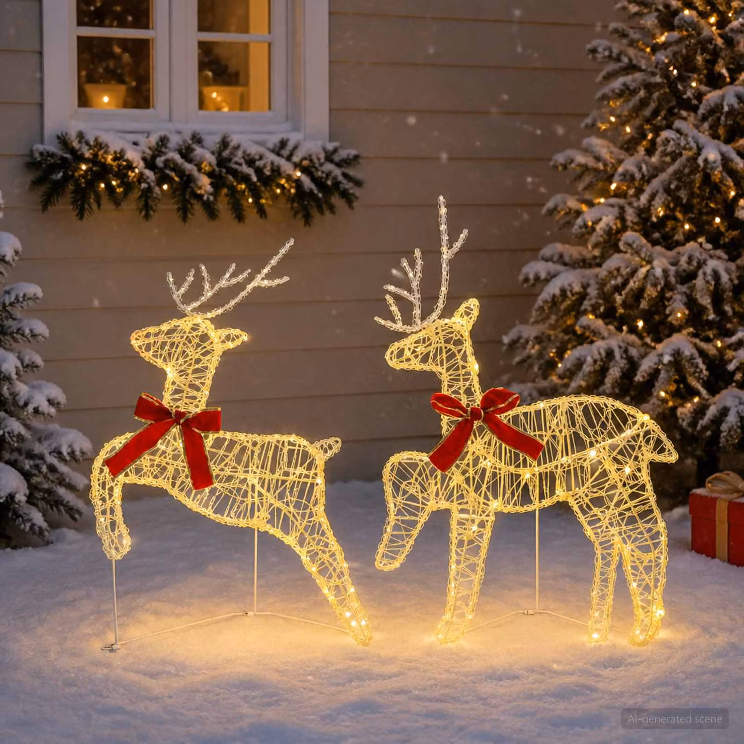 vidaXL Renna di Natale 2 pz 40 LED Bianco caldo 43 x 19 x 65 cm