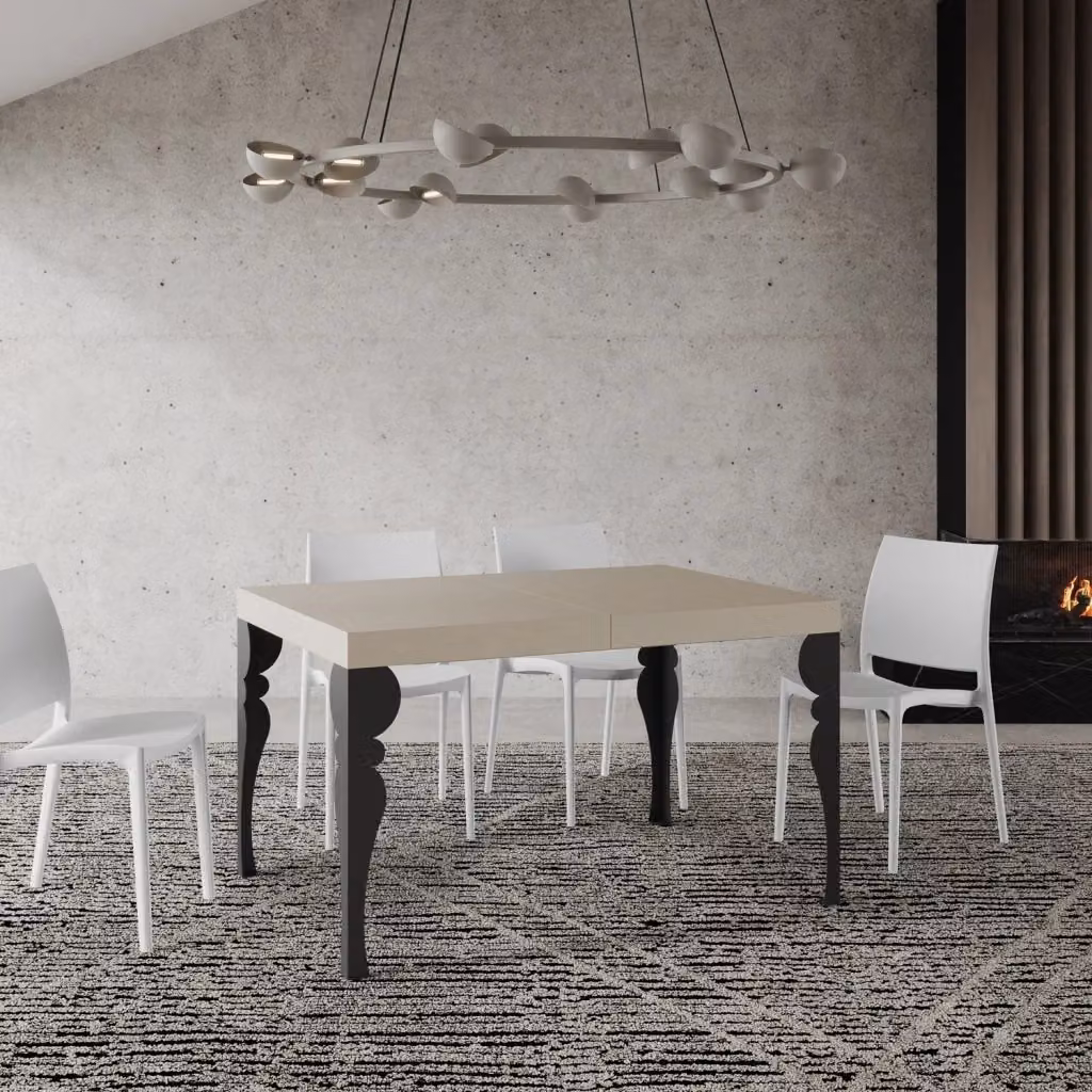 Tavolo allungabile moderno GIORDANOSHOP in MDF e metallo, colore antracite, L/P/H: 120-204 x 80 x 77 cm – 2