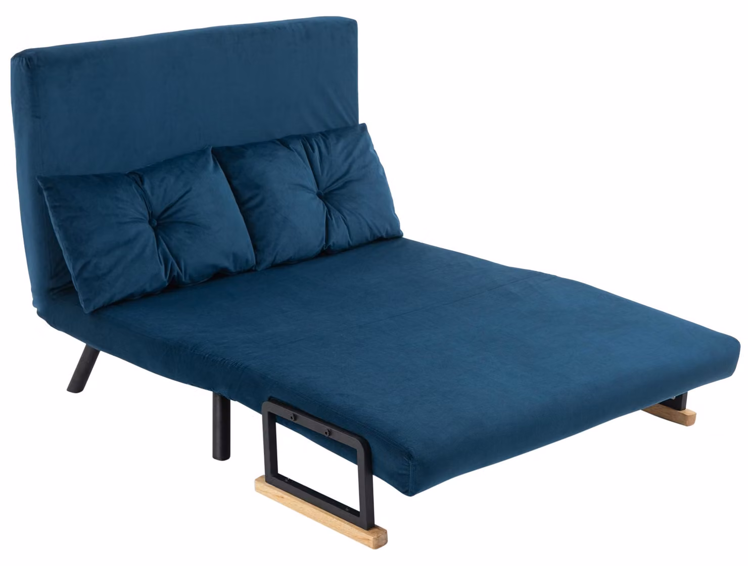 Divano letto HOMCOM, due posti, con funzione letto, divano trasformabile in letto, rivestito in tessuto effetto velluto, colore blu