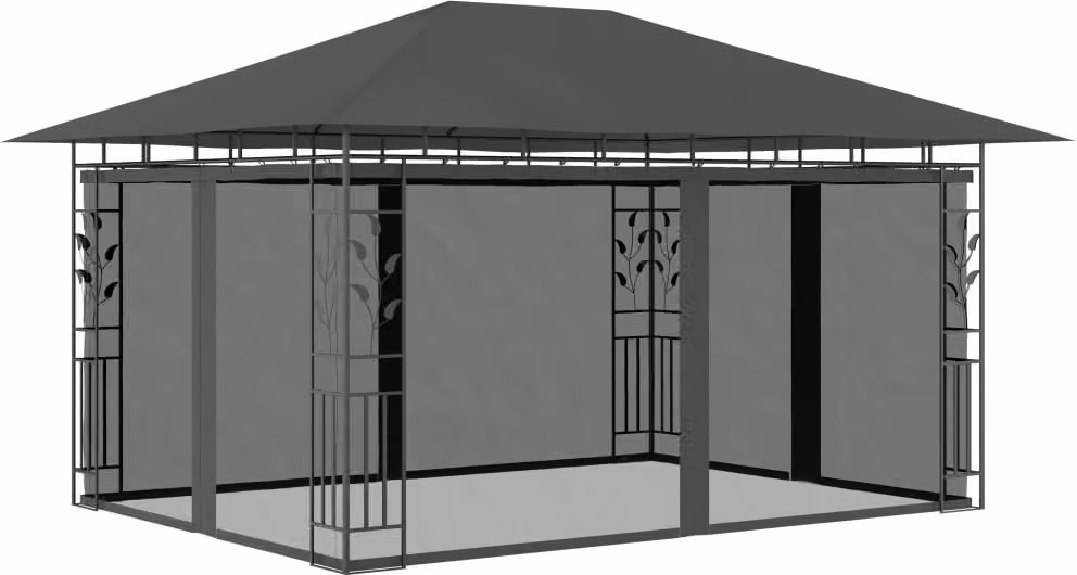 The Living Store Padiglione con zanzariera 4x3x2,73 m antracite 180 g/m²