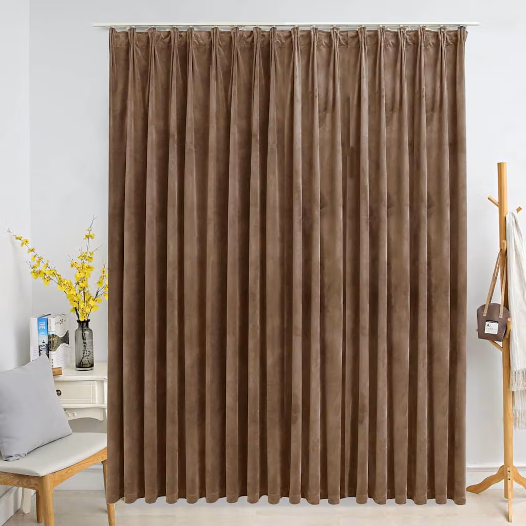 Tenda Oscurante vidaXL in Velluto Beige con Ganci, L: 290 cm, H: 245 cm