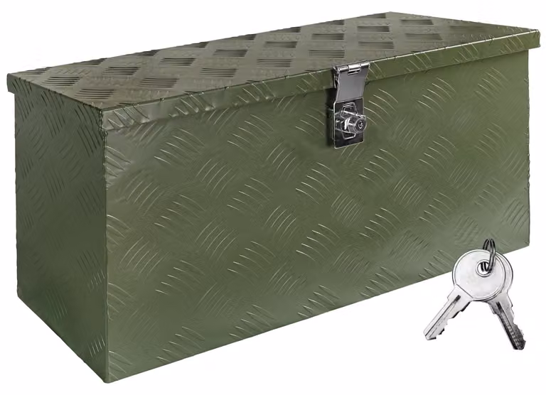 Scatola per Strumento Verde Cassetta degli attrezzi Cassone per camion Scatola di Alluminio Cassone per rimorchio con coperchio Chiudibile a chiave trucky