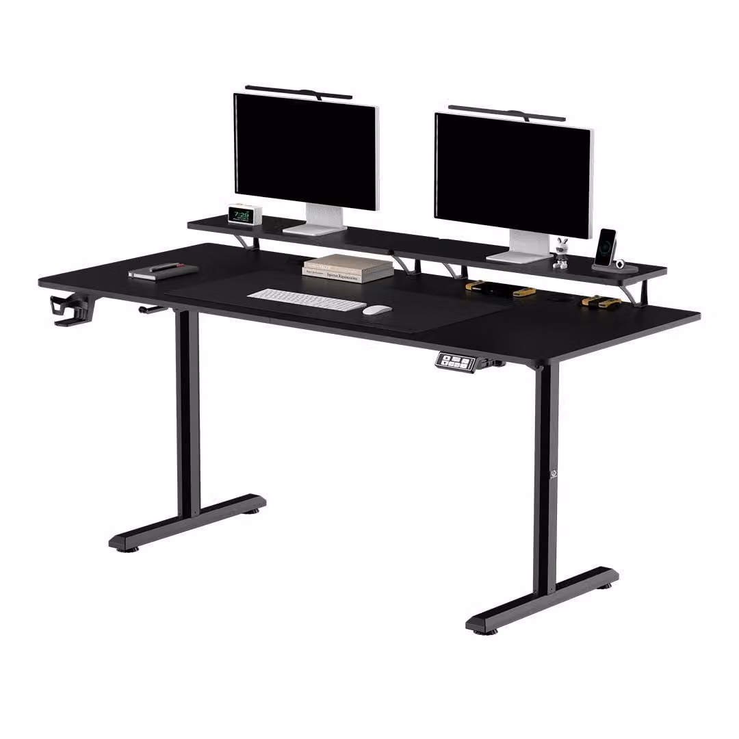 ULTRADESK Scrivania elettrica HIGHLANDER XXL 160 × 70 cm nera