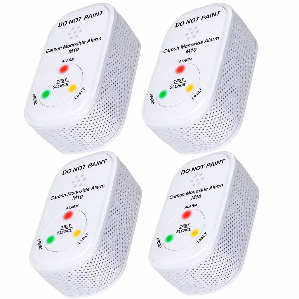 NEMAXX® M10 Mini Rilevatore CO Set 4 – Rilevatore monossido di carbonio per interni,batteria integrata,sensore elettrochimico,allarme 85 dB,EN 50291-1