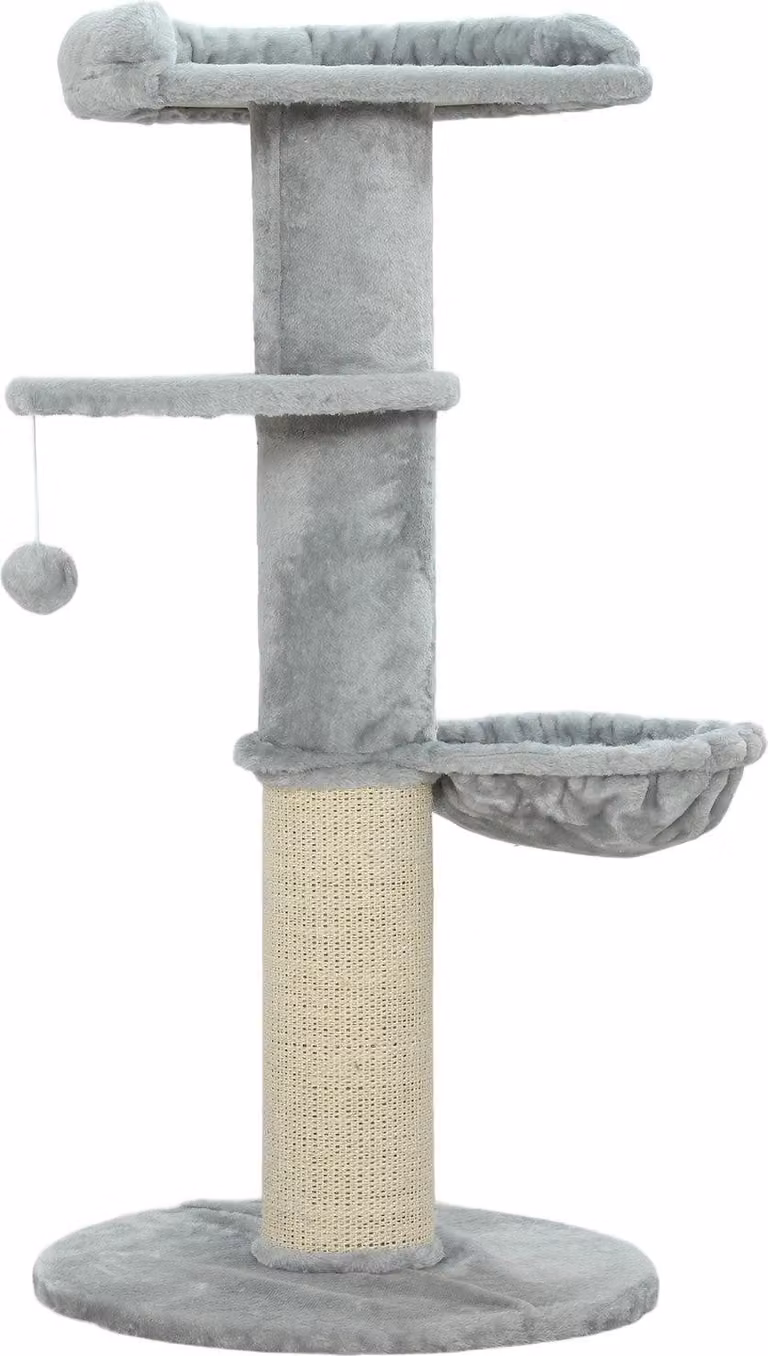 Tiragraffi con palo in sisal, multilivello, tessuto di peluche