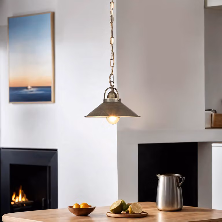 Lampada a sospensione in ottone massiccio anticato E27 Ø 25 cm cucina sala da pranzo sospensione