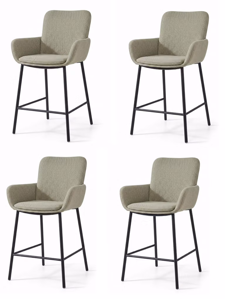 Set di 4 poltrone comode, con braccioli, beige e dal design moderno