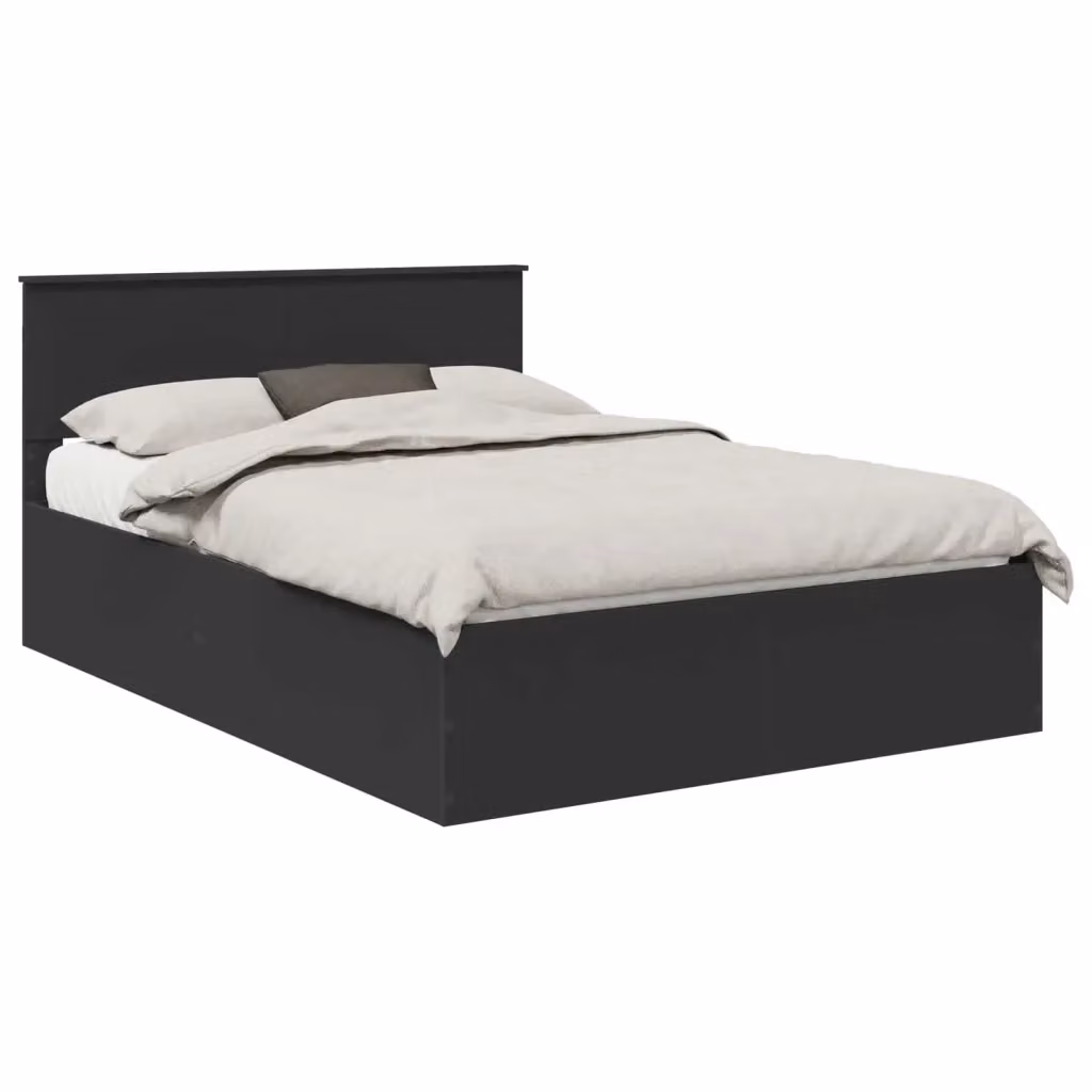 Struttura del letto moderna vidaXL in legno ingegnerizzato nero L/P/H: 150 x 200 x 90 cm – 2