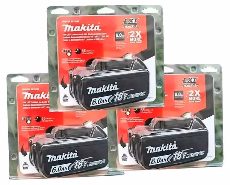 Batterie ricaricabili, compatibili con utensili elettrici, dotate di molteplici sistemi di protezione, confezione da 3 pezzi, capacità 6.0Ah, tensione 18V
