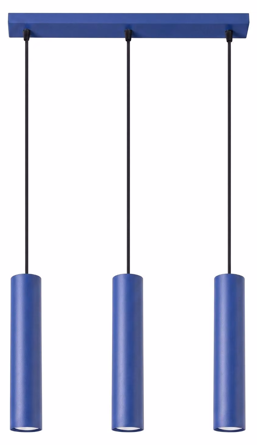 Lampada a sospensione LAGOS 3L oltremare 3xGU10 10W acciaio 90x6x45cm Sollux Lighting