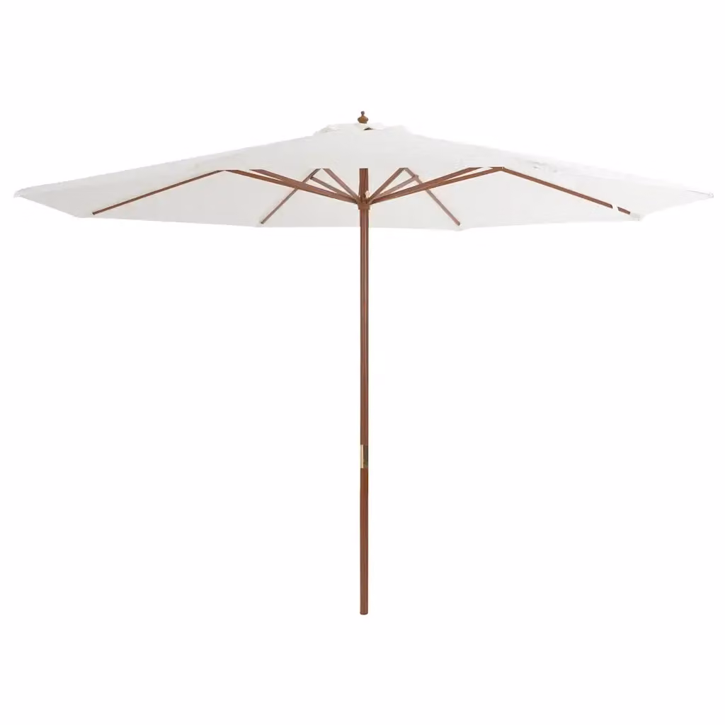 Ombrellone da esterni Videx con palo in legno e copertura in poliestere, Bianco Sabbia, Diametro: 350 cm – 2
