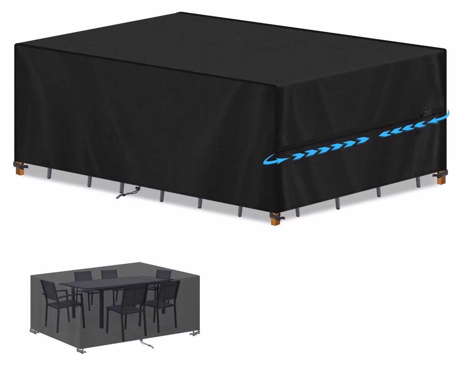Copertura impermeabile per mobili da giardino, realizzata in tessuto Oxford 420D, resistente ai raggi UV, dimensioni 240x100x80 cm, colore nero