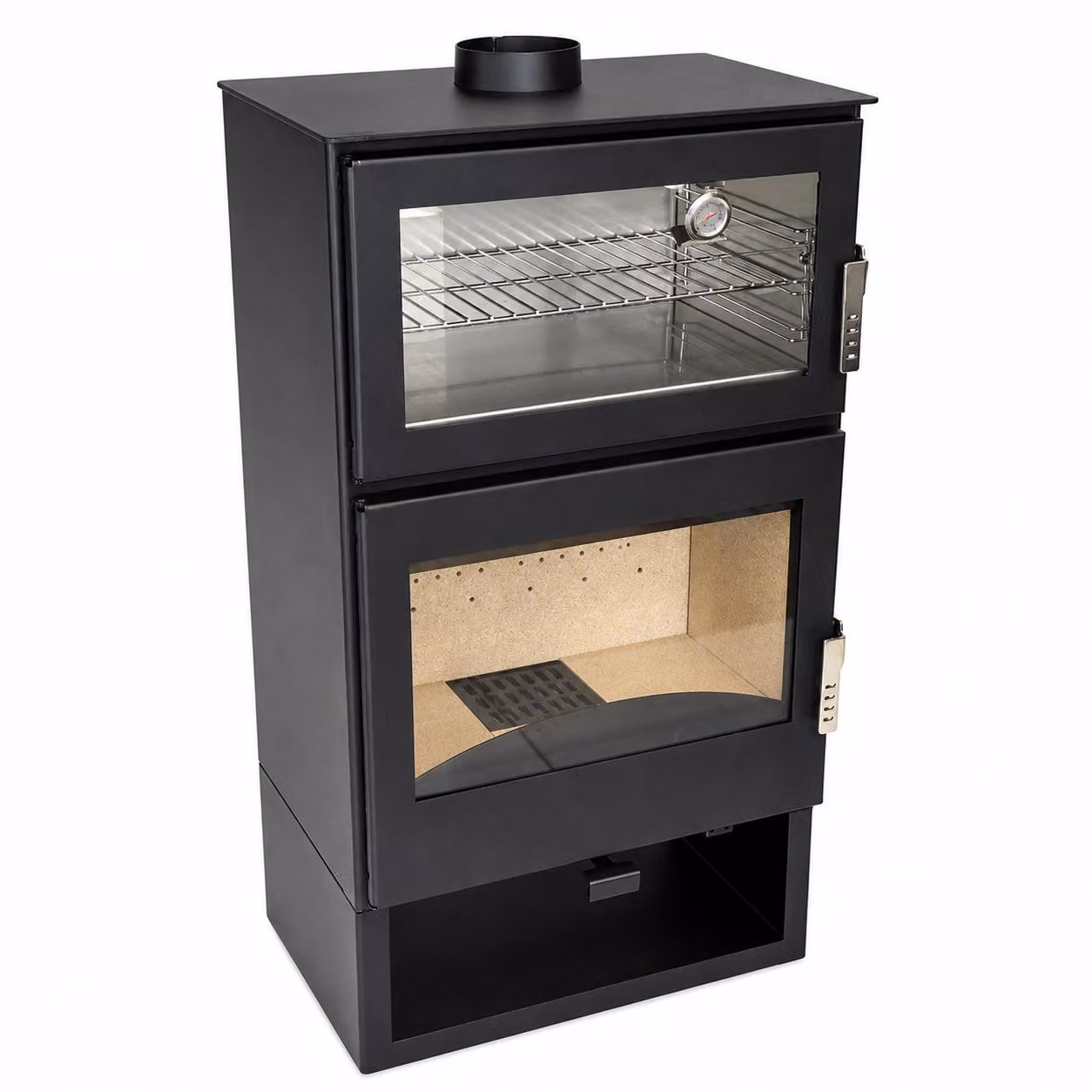 VERSO Ava F Inox stufa a legna con forno inox, 11 kW, A+, nera