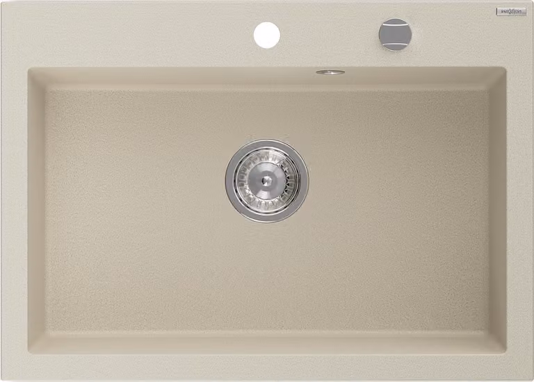 Mexen Elix lavello da cucina in granito 1-vasca 700 x 500 mm, beige, sifone cromato - 6526701005-69