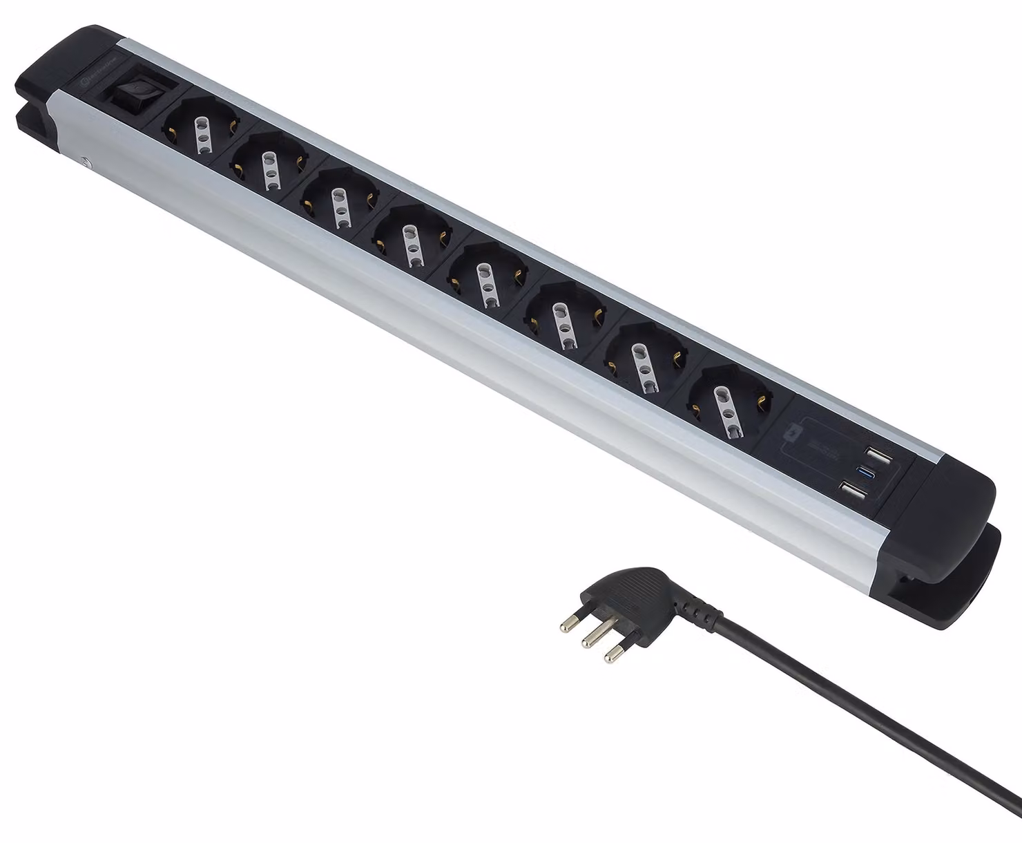 Electraline 61922, presa multipla in alluminio, 8 prese, versatile, compatibile con prese Schuko e altre