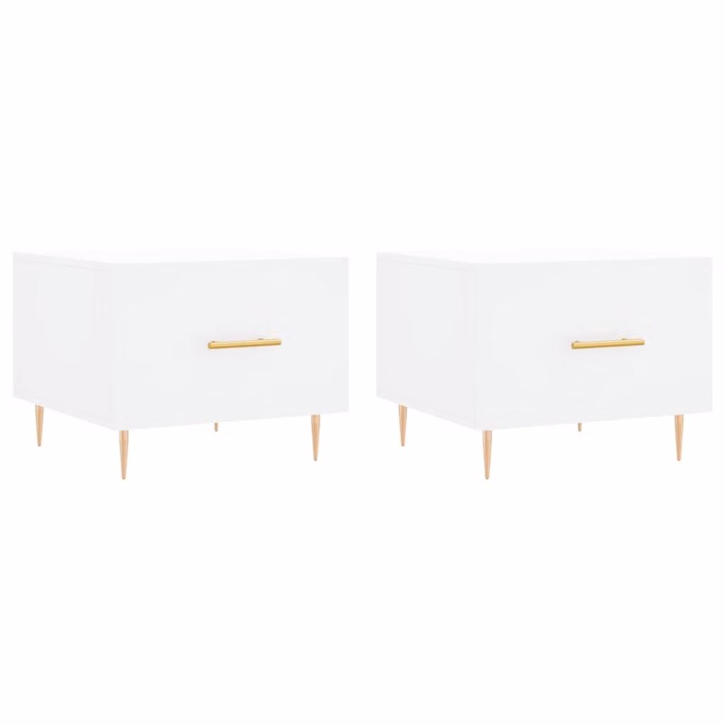Tavolini da Salotto 2 pz Bianchi 50x50x40 cm Legno Multistrato