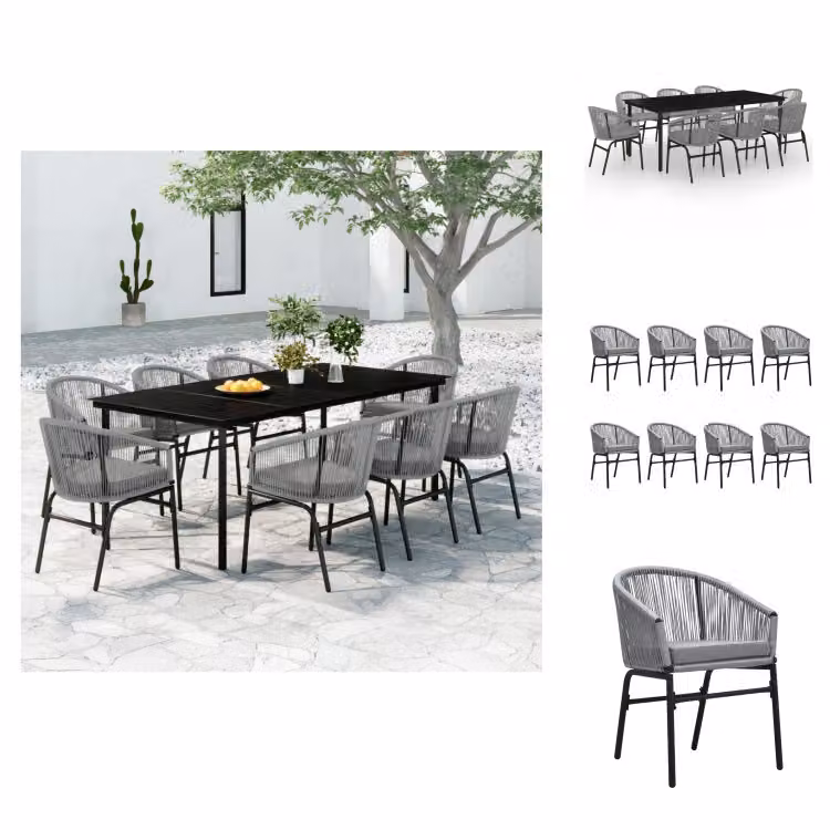 vidaXL set da pranzo da giardino 9 pezzi grigio - Set di mobili da giardino