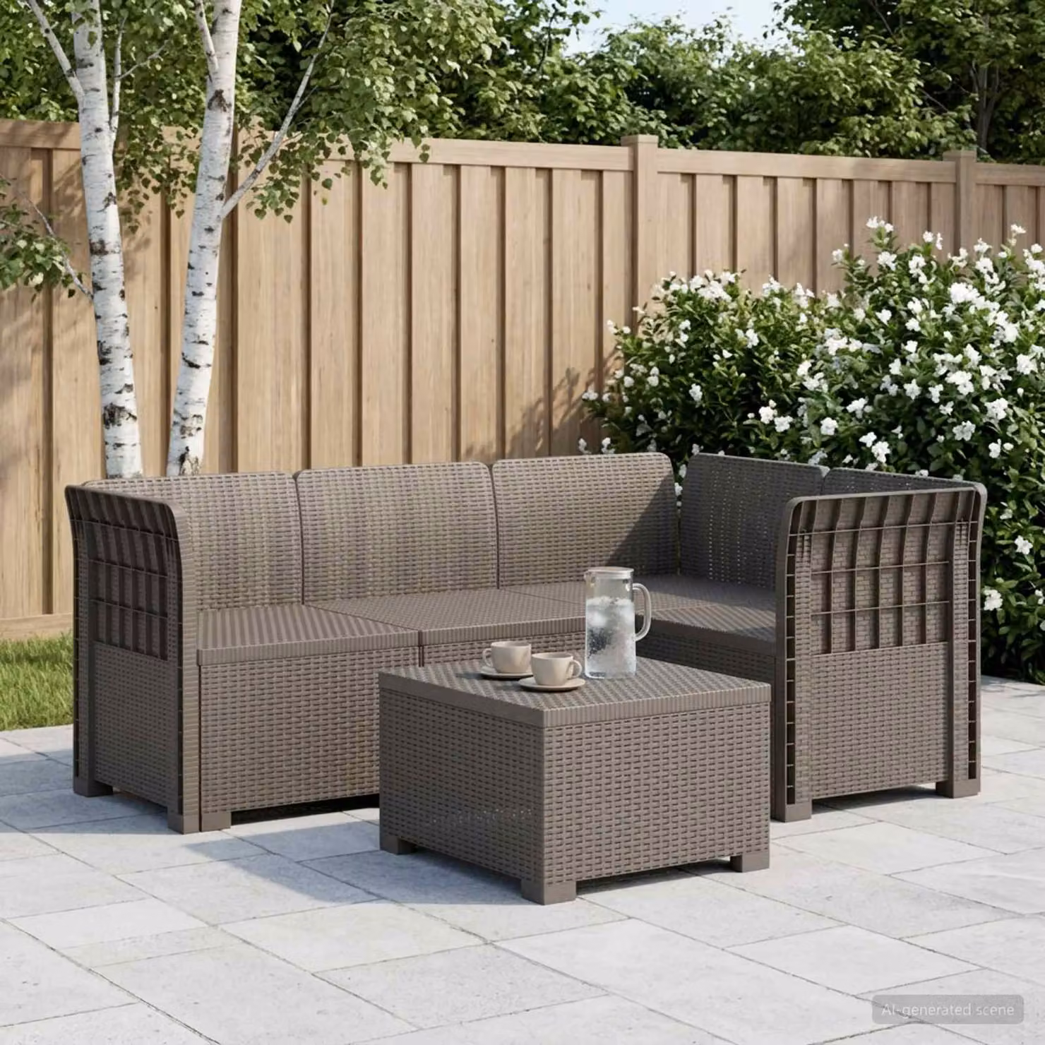 vidaXL Divano da Giardino Moderno a L con Cuscini Grigio Chiaro