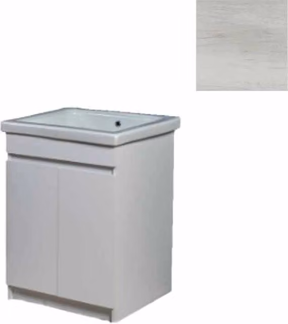 Mobile Lavatoio in Ceramica 2 Ante e Strofinatoio Integrato 60x50x86A cm Olmo Bianco