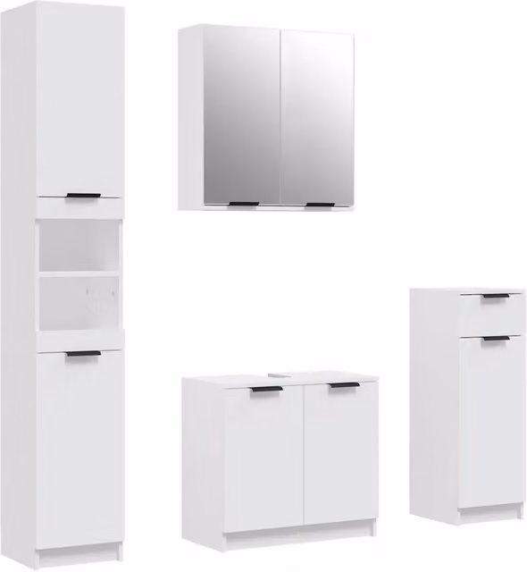 Set di 4 mobili da bagno design essenziale ampio spazio di archiviazione 64 x 34 x 90 cm in legno multistrato bianco 02_0055221