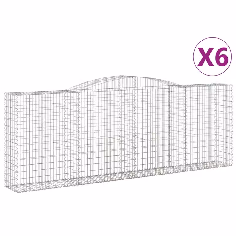 Cesti Gabbioni ad Arco 6 pz 400x50x140/160 cm Ferro Zincato