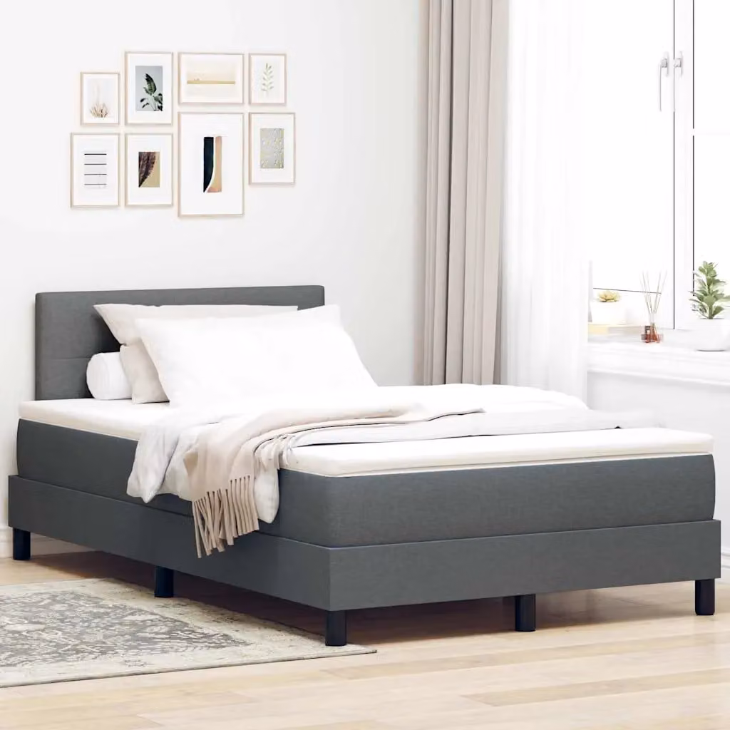 Letto a molle vidaXL con illuminazione LED sottostante e porta di ricarica USB in tessuto grigio L/P: 120 x 200 cm – 1