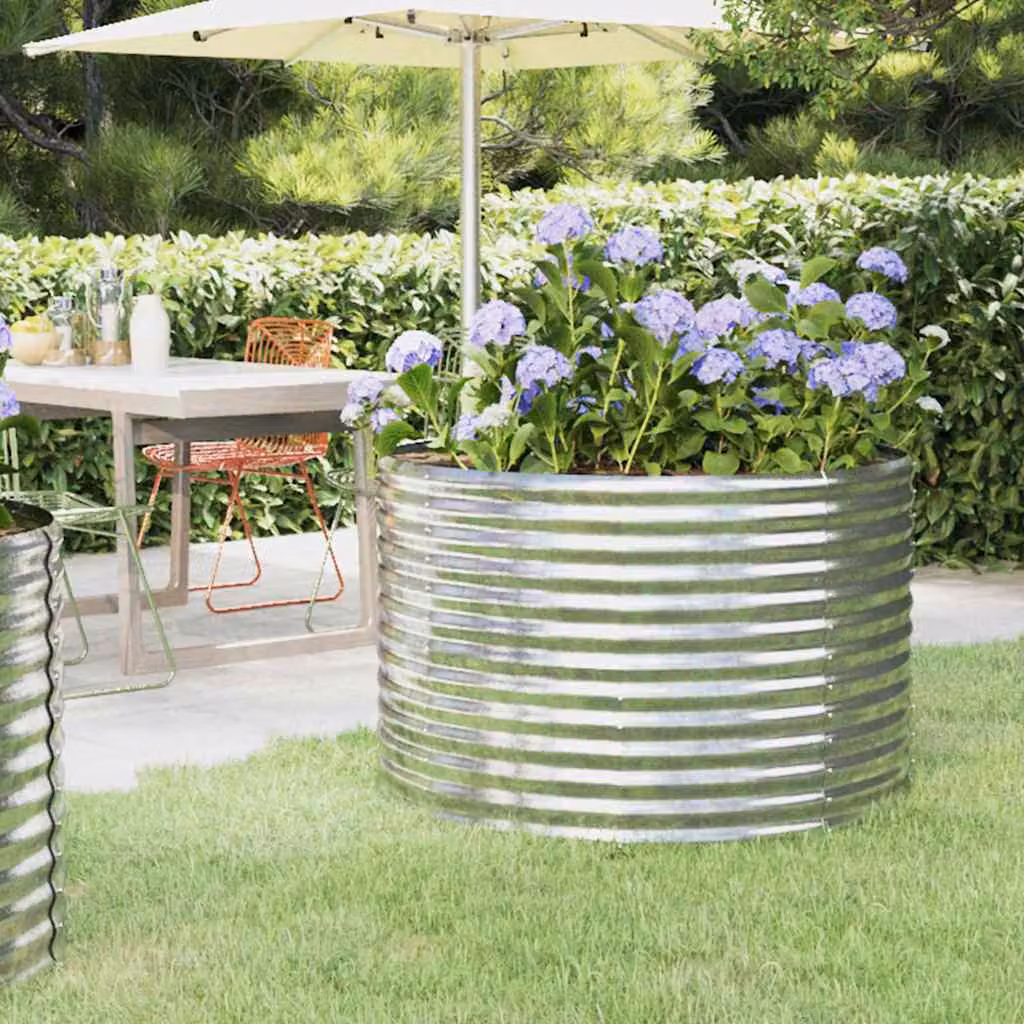 Letto da giardino rialzato vidaXL in acciaio zincato argento L: 100 cm, P: 100 cm, H: 68 cm