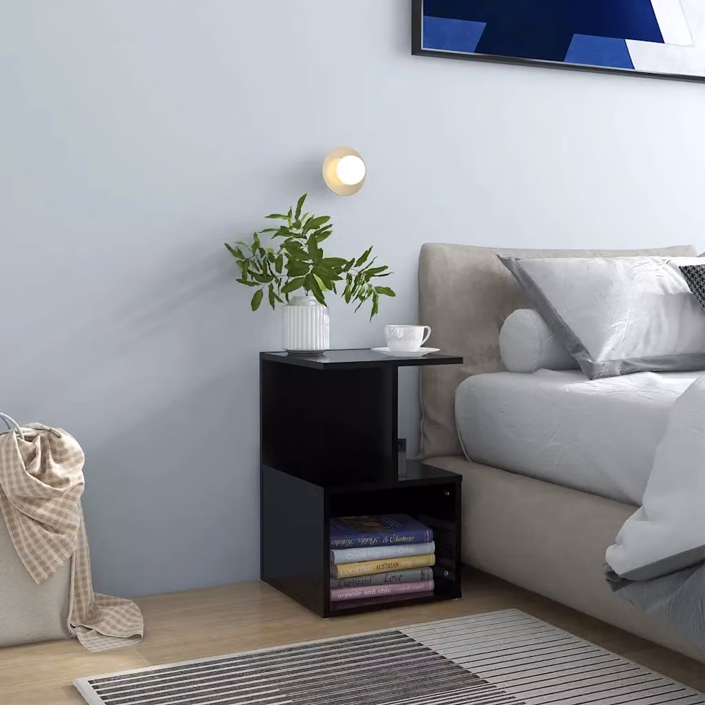 Set di 2 comodini moderni vidaXL in legno multistrato neri L/P/H: 35 x 35 x 55 cm