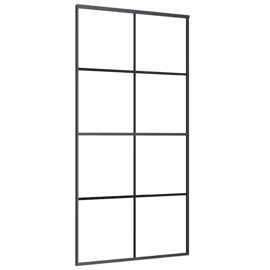 Porta Scorrevole Moderna vidaXL in Vetro e Alluminio, Colore Nero, L: 102,5 cm, H: 205 cm – 2